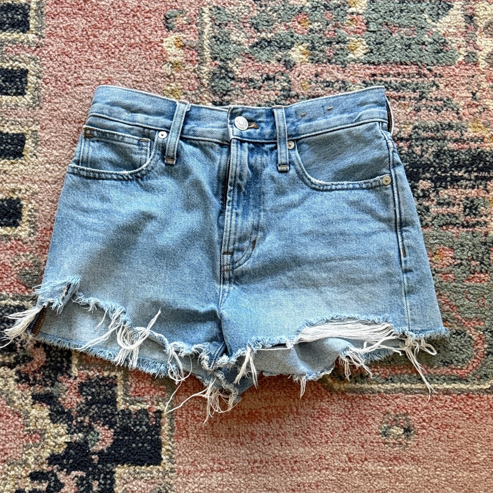 Madewell Light Blue Frayed Jean Shorts